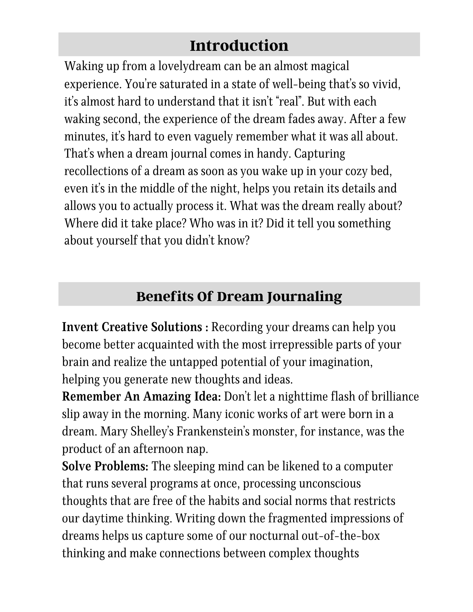 Dream Journal & Diary